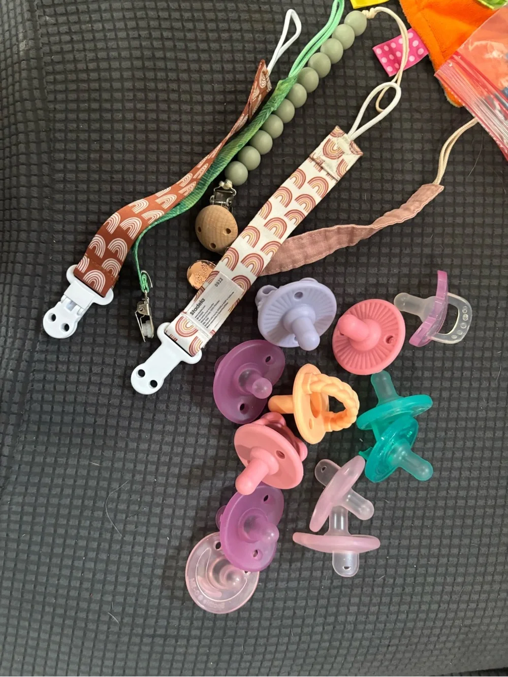 Varley Silicone Pacifier & Clip Set - Pink, Purple, Teal, Peach, Green